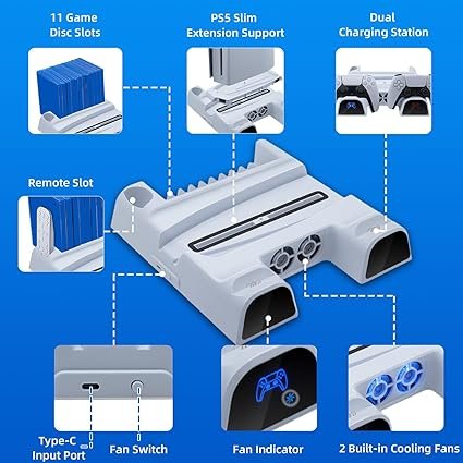 DOBE Multifunctional Cooling Charging Stand for PS5/New PS5 slim - Image 7
